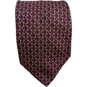 Brooks Brothers Makers Pure Silk Tie (USA Made) Elegant Burgundy Patterned Tie